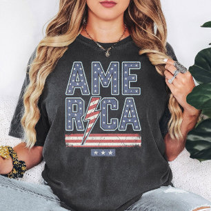 T-shirt Drapeau américain rétro éclair