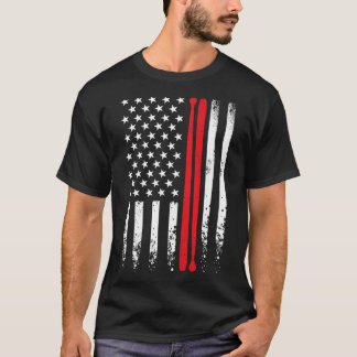 T-shirt Drapeau américain Retro Music Drummer Drum Stick 4
