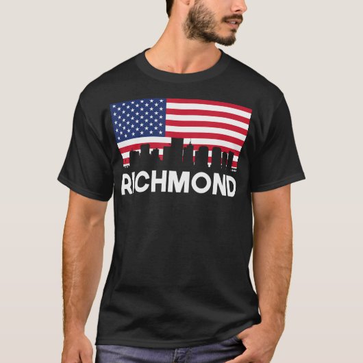 T-shirt Drapeau américain Richmond Va Skyline (Devant)