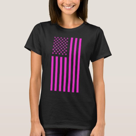 T-shirt Drapeau Américain Rose (Devant)