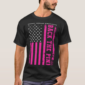 T-shirt Drapeau américain rose pour le cancer du sein