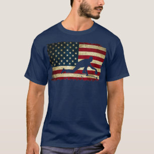 T-shirt Drapeau américain Rouge Blanc Bleu Curling Pierre