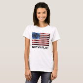 T-shirt drapeau américain rouge blanc brillant parties sci (Devant entier)