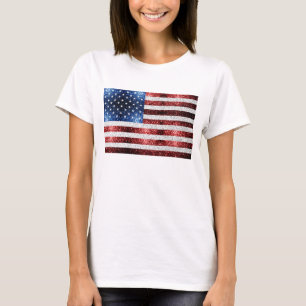 T-shirt drapeau américain rouge blanc brillant parties sci