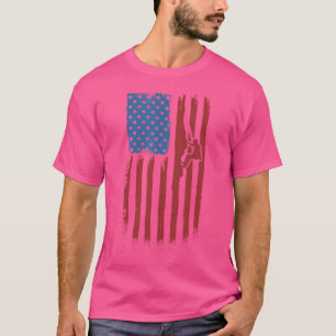 T-shirt Drapeau Américain Rouge Blanc Et Bleu Escalade