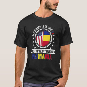 T-shirt Drapeau américain roumain Cœur de Roumanie América