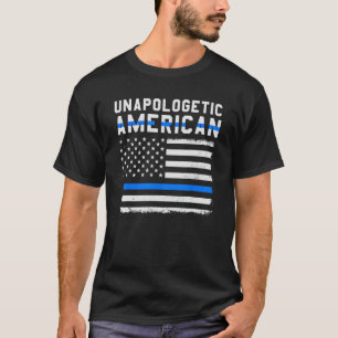 T-shirt Drapeau américain sans excuses Mince Ligne Bleue P