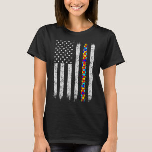 T-shirt Drapeau américain sensibilisation sur l'autisme