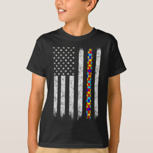 T-shirt Drapeau américain sensibilisation sur l'autisme