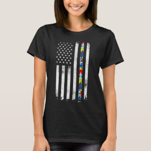 T-shirt Drapeau américain sensibilisation sur l'autisme ac