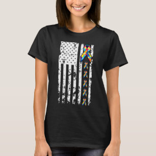 T-shirt Drapeau américain sensibilisation sur l'autisme Di