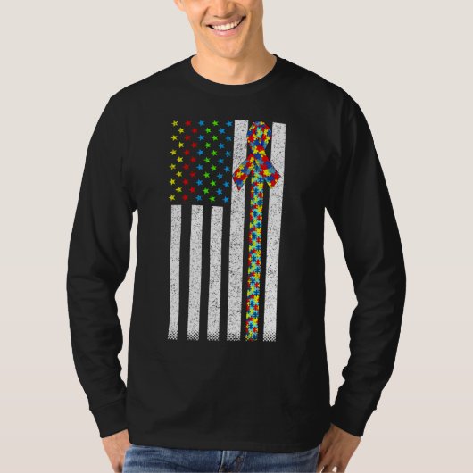 T-shirt Drapeau américain Sensibilisation sur l'autisme en (Devant)