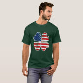 T-shirt Drapeau américain Shamrock irlandais Flag St Patri (Devant entier)