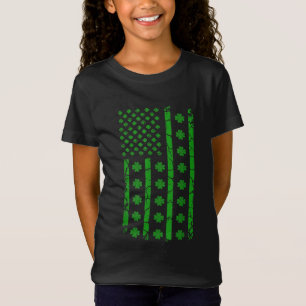 T-Shirt Drapeau américain Shamrock irlandais Saint St patr