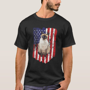 T-shirt Drapeau américain Siamese 4 juillet Chat