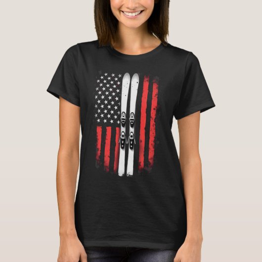 T-shirt Drapeau américain Ski alpin (Devant)