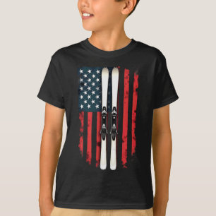 T-shirt Drapeau américain Ski alpin 1