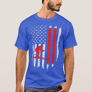 T-shirt Drapeau américain Ski Patriotique 4 juillet Cadeau