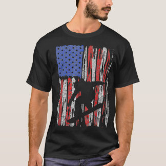 T-shirt Drapeau américain Snowboard Fan Rider 