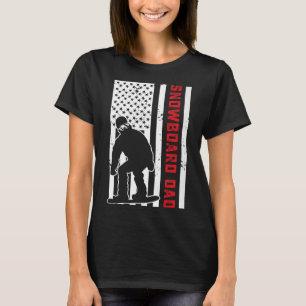 T-shirt Drapeau américain Snowboard Papa Snowboardeur Papa