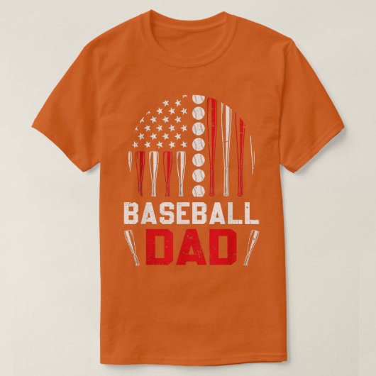 T-shirt Drapeau Américain Softball Baseball Papa Boule Cad (Design devant)