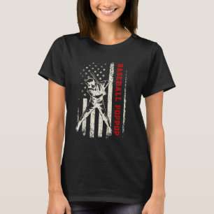 T-shirt Drapeau Américain Softball Baseball PopPop Drôle P