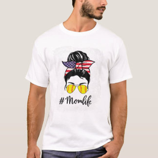 T-shirt Drapeau Américain Softball Décoloré