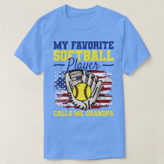 T-shirt Drapeau américain Softball Grand-père (Design devant)