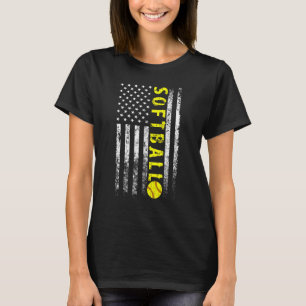 T-shirt Drapeau Américain Softball Vintage Softball Hommes