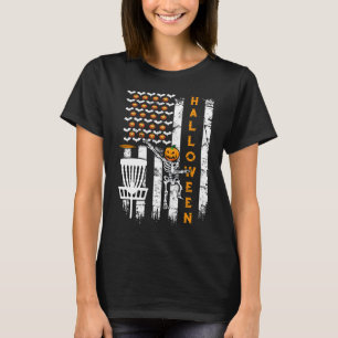 T-shirt Drapeau américain Squelette Disque Golf Halloween