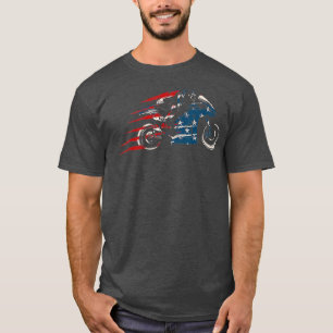 T-shirt Drapeau américain Super Bike Moto GP 4 juillet Dir