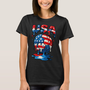 T-shirt Drapeau Américain Sur Balle De Football Style Drip