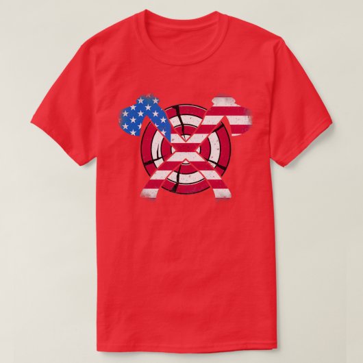 T-shirt Drapeau américain sur le lanceur Ax amusant Ax Thr (Design devant)
