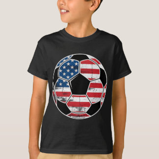 T-shirt Drapeau Américain Sur Ll Soccer Garçons Hommes Soc