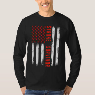 T-shirt Drapeau américain survivant Stroke Aw