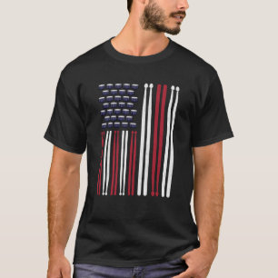T-shirt Drapeau Américain Tambourineur Baguettes de Tambou