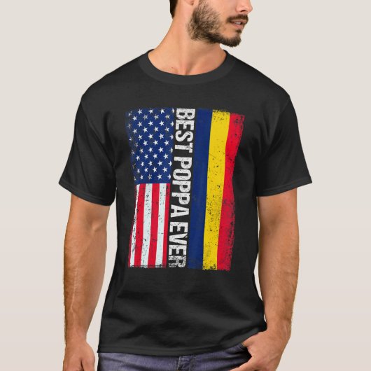 T-shirt Drapeau américain Tchad Drapeau Meilleur Poppa Eve (Devant)