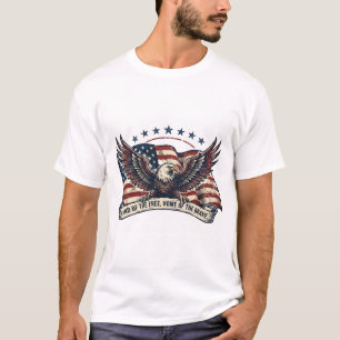 T-shirt Drapeau américain Terre des libres aigle patriotiq
