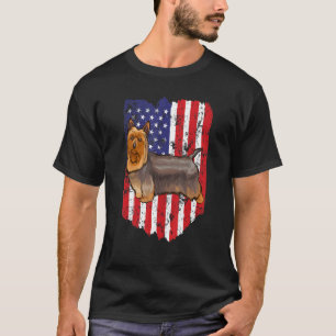 T-shirt Drapeau Américain Terrier Soie 4 Juillet Etats-Uni