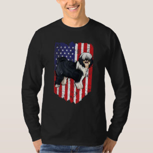 T-shirt Drapeau américain Terrier tibétain 4 juillet Usa