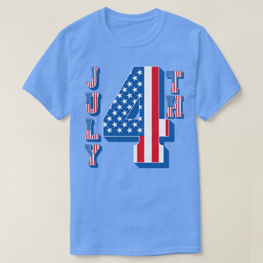 T-shirt Drapeau américain Texte 4 juillet (Design devant)
