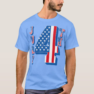 T-shirt Drapeau américain Texte 4 juillet