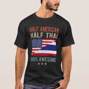 T-shirt Drapeau américain Thaïlande Demi-Américain Demi-Th
