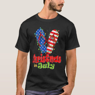 T-shirt Drapeau américain tongs Xmas éclaire Noël en