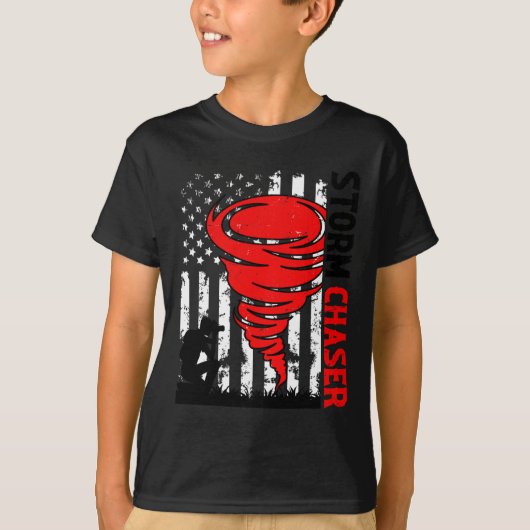 T-shirt Drapeau américain Tornado Storm Chaser O (Devant)