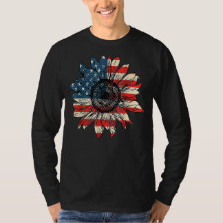 T-shirt Drapeau américain Tournesol Rouge Blanc Bleu Tie D
