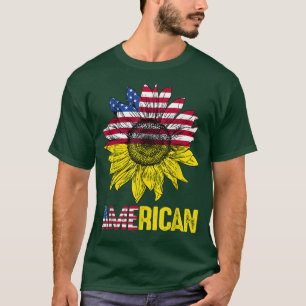T-shirt Drapeau américain Tournesol Vintage Lover américai