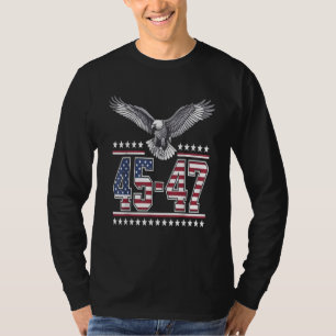 T-shirt Drapeau américain Trump 2024 Président 45 et 47