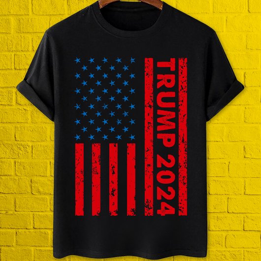 T-shirt Drapeau américain Trump 2024 Pro anti Biden