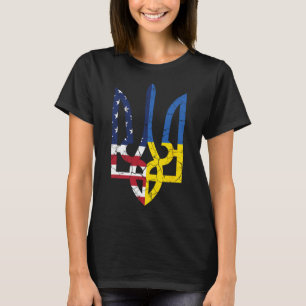 T-shirt Drapeau américain ukrainien Symbole Amour Soutien